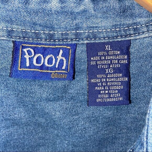 Winnie the Pooh embroidered jean button up tank - Picture 6 of 8